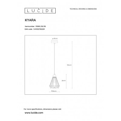 kinkiecik.pl Lampa wisząca KYARA Ø 20 cm 1xE27 Black 78385/20/30 Lucide
